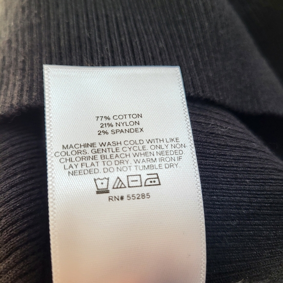 Express Body Contour Collection Off Shoulder Black Ribbed Sweater - Picture 7 of 9